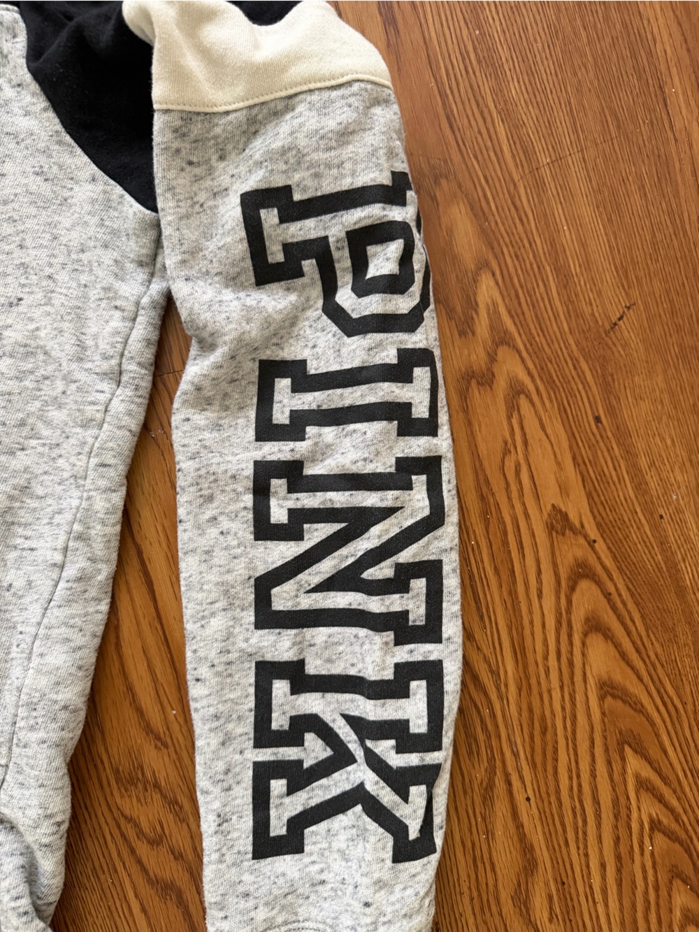 PINK Victoria's Secret Black & Light Gray Colorblock Hoodie - Picture 2 of 3